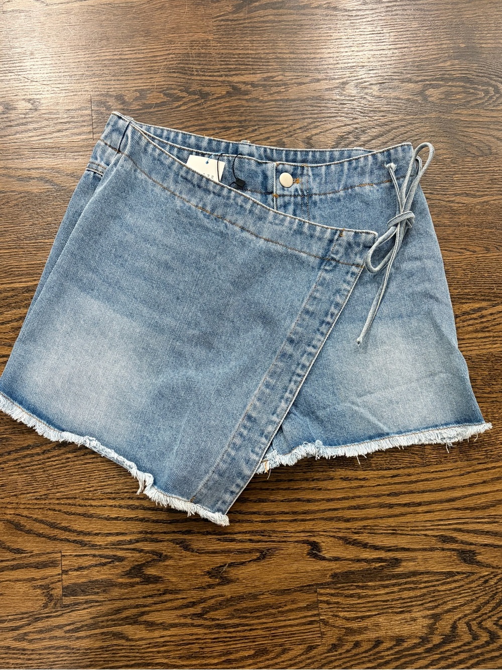 Papermoon Light Blue Denim Wrap Skort with Side Tie